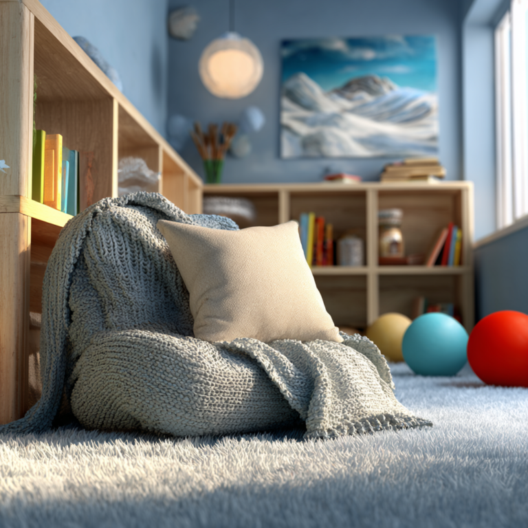 cozy winter calm corner in classroom