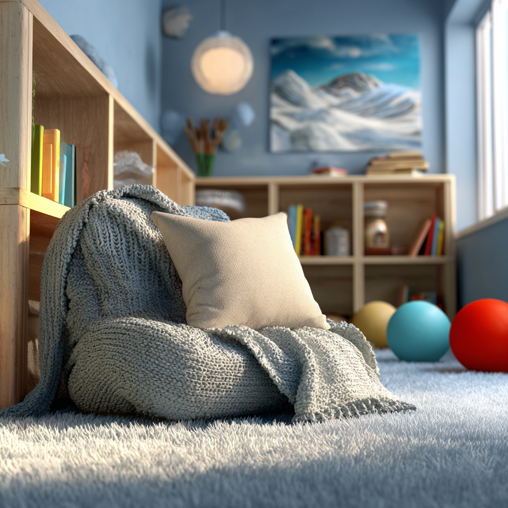 cozy winter calm corner in classroom